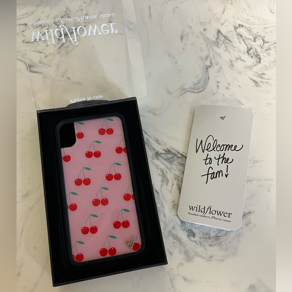 Pink cherries wildflower iPhone XR case